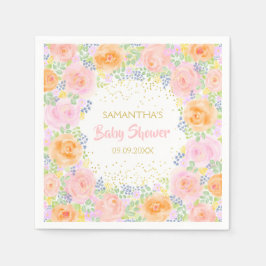 Babydusche Pink Roses Aquarell Floral Girly Serviette