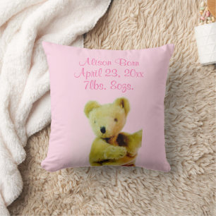 Babydusche Pink Teddy Bärenballon Kissen