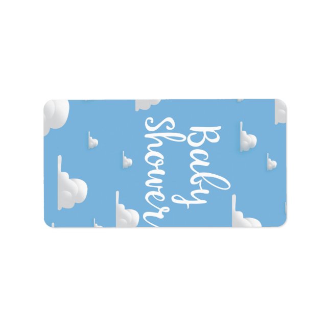 Babydusche Puffy White Clouds Adressaufkleber (Vorne)