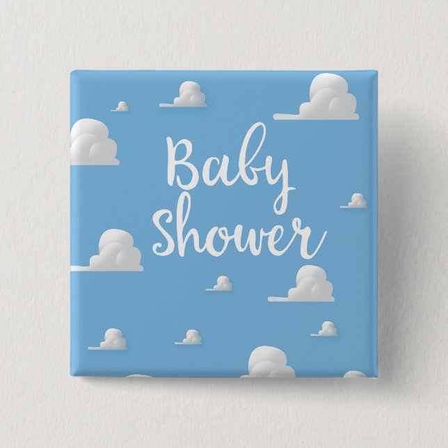 Babydusche Puffy White Clouds Button (Vorderseite)