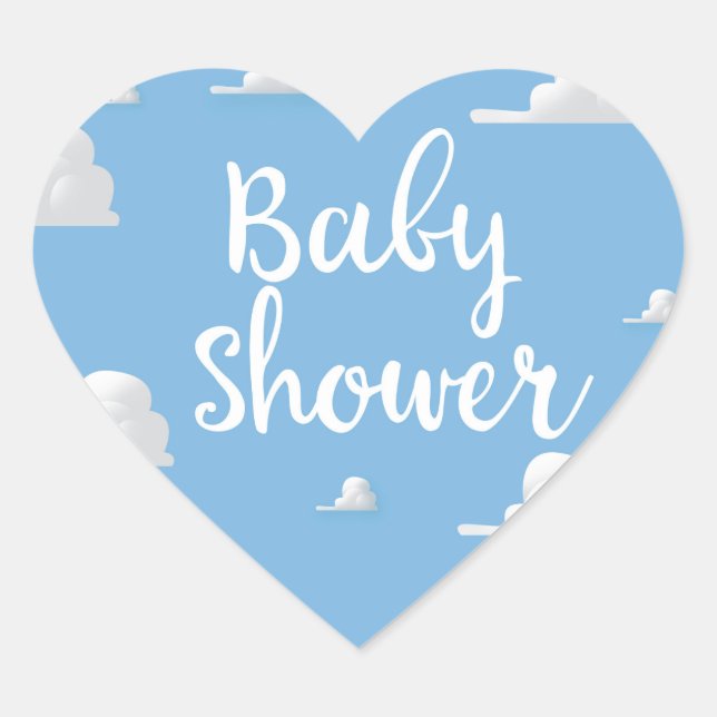 Babydusche Puffy White Clouds Herz-Aufkleber (Vorderseite)