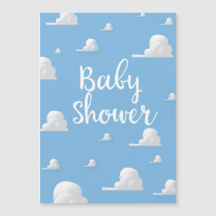 Babydusche Puffy White Clouds Magnetkarte