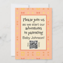 Babydusche QR Code Peach Yellow Geometric