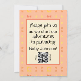 Babydusche QR Code Peach Yellow Geometric Einladung