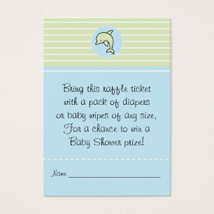Babydusche - Raffle Ticket/Green/Blue Dolphin