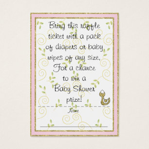 Babydusche - Raffle-Ticket/PINK/Gold-Vögel