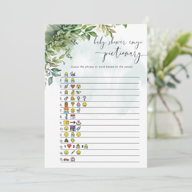 Babydusche Redewendungen Picture Quiz Game Einladung (Stehend Vorderseite)