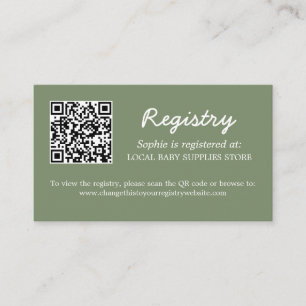 Babydusche Registrierung QR Code Sage Green Begleitkarte