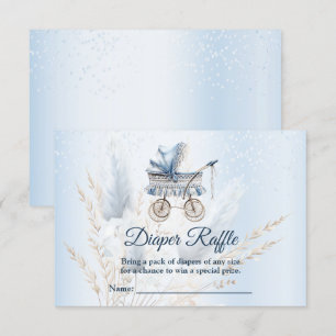 Babydusche Roller Blue Floral Diaper Raffle Begleitkarte