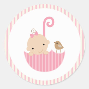 {Babydusche} rosa Babyduschklemme Runder Aufkleber