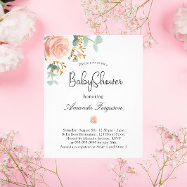 Babydusche Rosa Blumengrün - Haushaltsvoranschlag Flyer