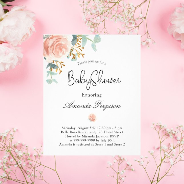 Babydusche Rosa Blumengrün - Haushaltsvoranschlag Flyer (Von Creator hochgeladen)