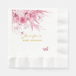 Babydusche Rosa Blütenrosa geprägtes Mittagessen Serviette