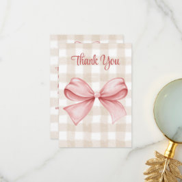 Babydusche Rosa Bow Themed Custom Dankeskarte