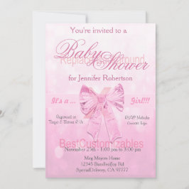 Babydusche rosa Bow-Vorlage Einladung