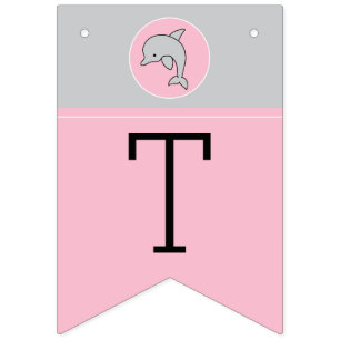 Babydusche Rosa/Dolphin, Frack-Banner Wimpelkette