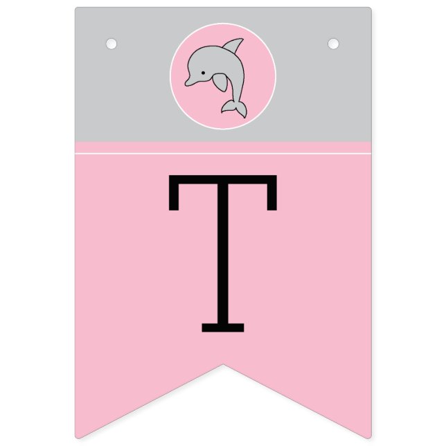 Babydusche Rosa/Dolphin, Frack-Banner Wimpelkette (Zweite Fahne)