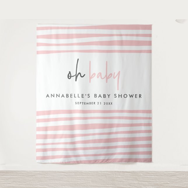 Babydusche rosa modernes, einzigartiges typografis wandteppich (Vorderseite)