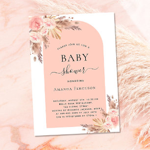 Babydusche Rosa Pampas Gras Rose Gold Einladung