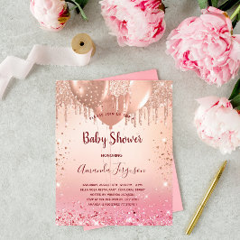 Babydusche Rosa Rosa Glitzer - Aufforderung zur Ei Flyer