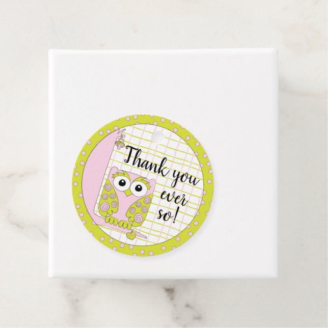 Babydusche rosa Schale in einer Baumhütte Geschenkanhänger (Beispiel)