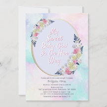 Babydusche Rosa und blaues Wasser mit Blumen