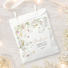 Babydusche Rosa und Gelbe Wildblumen bevorzugen Ta Geschenktütchen