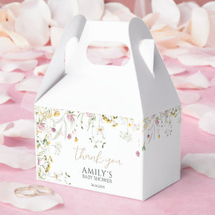 Babydusche Rosa und Gelbe Wildblumen Geschenkschachtel