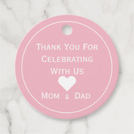 Babydusche Rosa und Weiß Geschenkanhänger