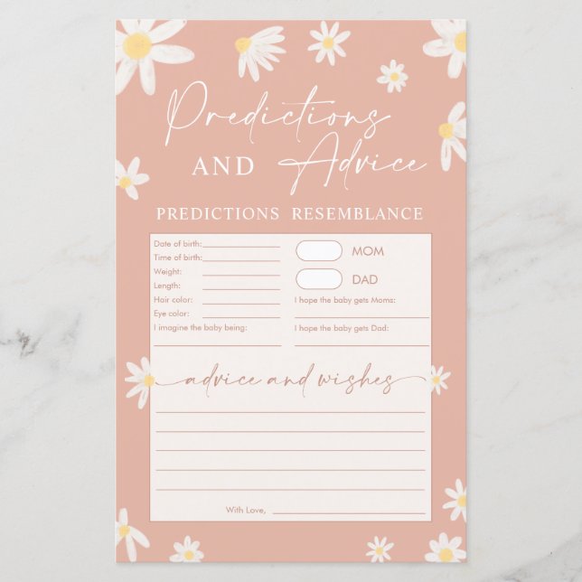 Babydusche rosa Vorhersagen und Ratschläge Karte (Vorderseite)