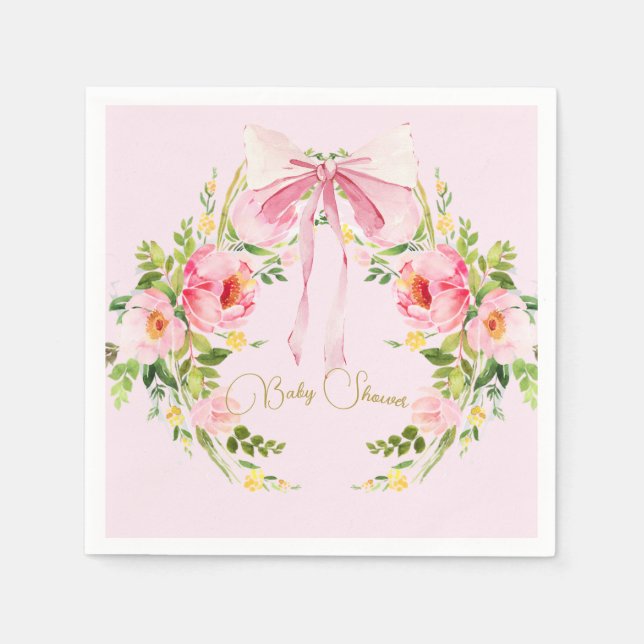 Babydusche Rosa Wappen Regency Bow Serviette (Vorderseite)