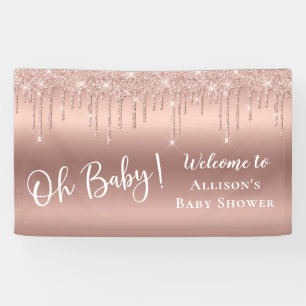 Babydusche Rose Gold Glitzer Willkommen Banner