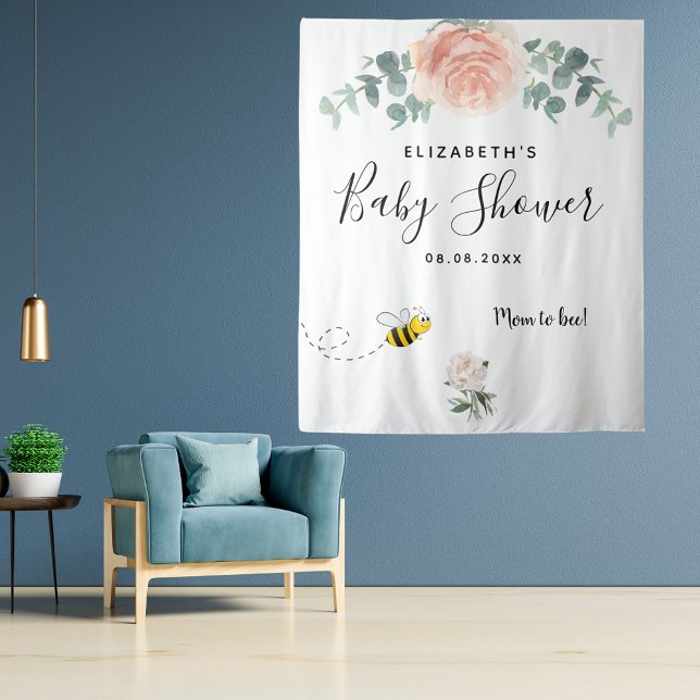 Babydusche Rose goldfarbene Blütenmutter Wandteppich (Von Creator hochgeladen)