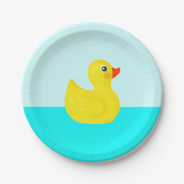 Babydusche Rubber Duck Themed Pappteller (Vorderseite)