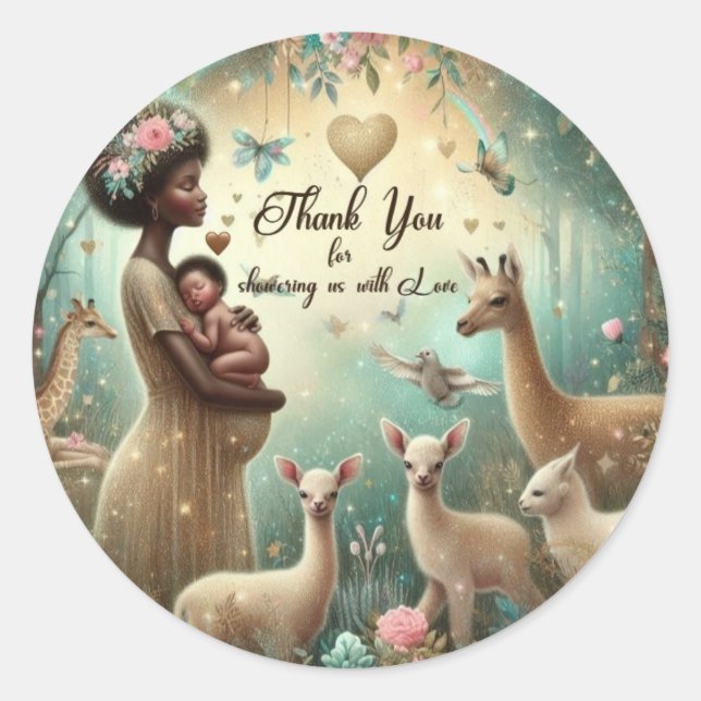 Babydusche rund Aufkleber Danke Stickers (Vorderseite)