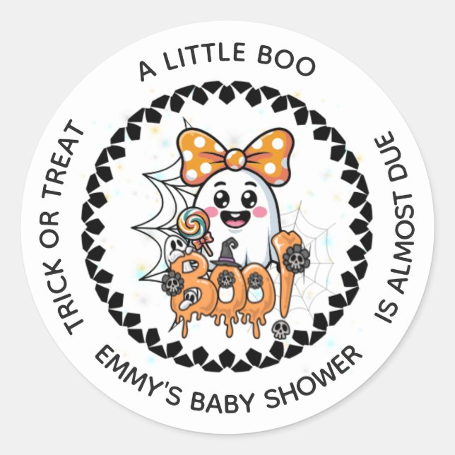 Babydusche runder Sticker - Niedlicher Ghost-Boo (Vorderseite)