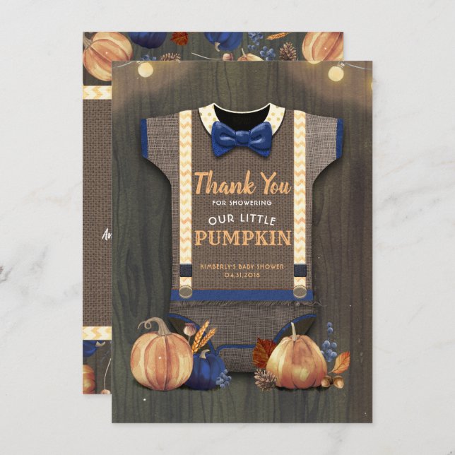 Babydusche Rustic Fall Pumpkins Niedlich Danke (Vorne/Hinten)