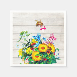 Babydusche Rustikale Blütenbienen Schnuller Serviette