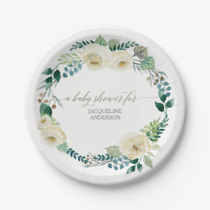 Babydusche Rustikale Kleider Alabaster Elfenbeinkü Pappteller