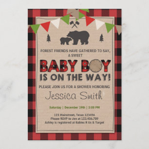 Babydusche Rustikale Lumberjack Babydusche Einladung