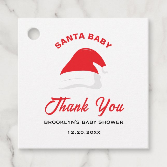Babydusche Santa Baby Winter Hat Geschlecht neutra Geschenkanhänger (Vorderseite)
