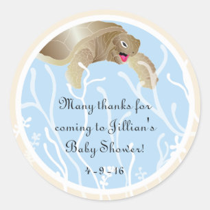 Babydusche "Schildkröte/blau" Aufkleber 1 1/2" ode