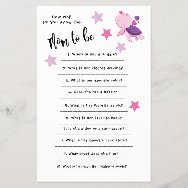 Babydusche Schildkröte Wie gut Sie wissen, Karte (Vorne)