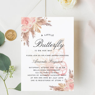 Babydusche Schmetterling Pink Girl Pampelgras Einladung