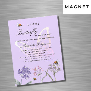 Babydusche Schmetterling Wildblumen lila Luxus Magneteinladung