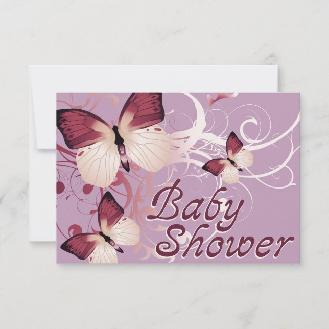 Babydusche:Schmetterlinge Einladung (Vorderseite)
