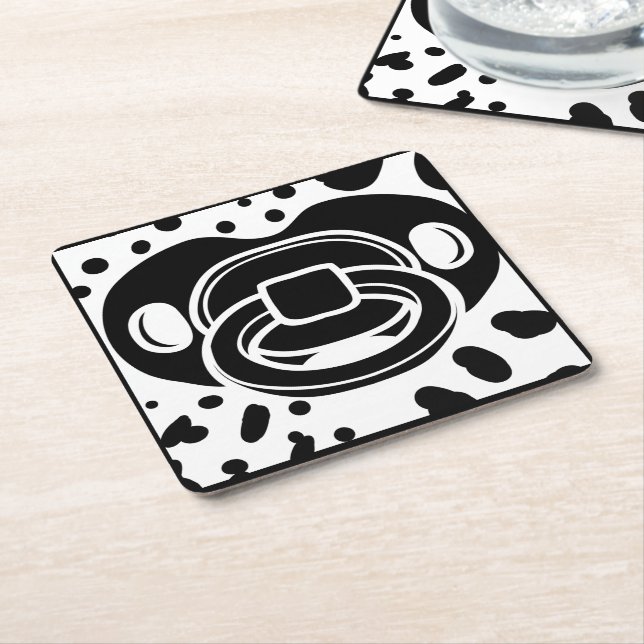 Babydusche - Schwarz und Weiß - Schnuller Rechteckiger Pappuntersetzer (angewinkelt)