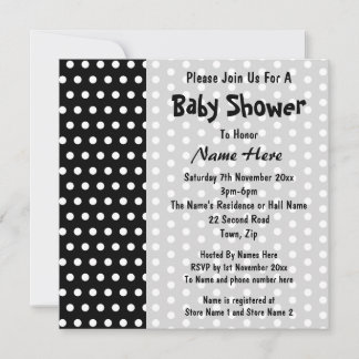 Babydusche, Schwarz-Weiß-Polka-Dot-Muster. Einladung