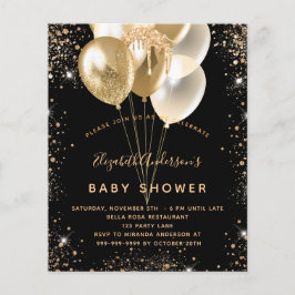 Babydusche schwarzer Glitzer Ballons Budget Flyer