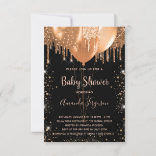 Babydusche schwarzer Glitzer Staub Einladung